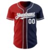 Custom Navy White Red-Gray Authentic Gradient Fashion Baseball Jersey