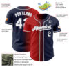 Custom Navy White Red-Gray Authentic Gradient Fashion Baseball Jersey