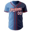 Custom Navy White Light Blue-Red Authentic Gradient Fashion Baseball Jersey