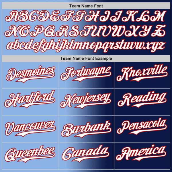Custom Navy White Light Blue-Red Authentic Gradient Fashion Baseball Jersey
