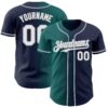 Custom Navy White Teal-Gray Authentic Gradient Fashion Baseball Jersey