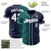 Custom Navy White Teal-Gray Authentic Gradient Fashion Baseball Jersey