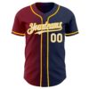 Custom Navy White Crimson-Gold Authentic Gradient Fashion Baseball Jersey