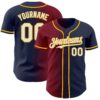 Custom Navy White Crimson-Gold Authentic Gradient Fashion Baseball Jersey