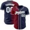 Custom Navy White Crimson-Gray Authentic Gradient Fashion Baseball Jersey
