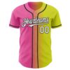 Custom Neon Yellow White Pink-Black Authentic Gradient Fashion Baseball Jersey