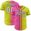 Custom Neon Yellow White Pink-Black Authentic Gradient Fashion Baseball Jersey