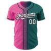 Custom Teal White Pink-Black Authentic Gradient Fashion Baseball Jersey