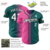 Custom Teal White Pink-Black Authentic Gradient Fashion Baseball Jersey