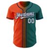 Custom Teal White Orange-Navy Authentic Gradient Fashion Baseball Jersey