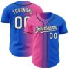 Custom Thunder Blue White Pink-Black Authentic Gradient Fashion Baseball Jersey