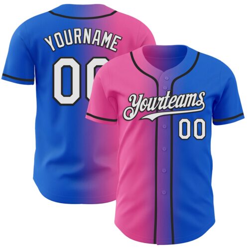 Gradient0986 Custom Thunder Blue White Pink-Black Authentic Gradient Fashion Baseball Jersey