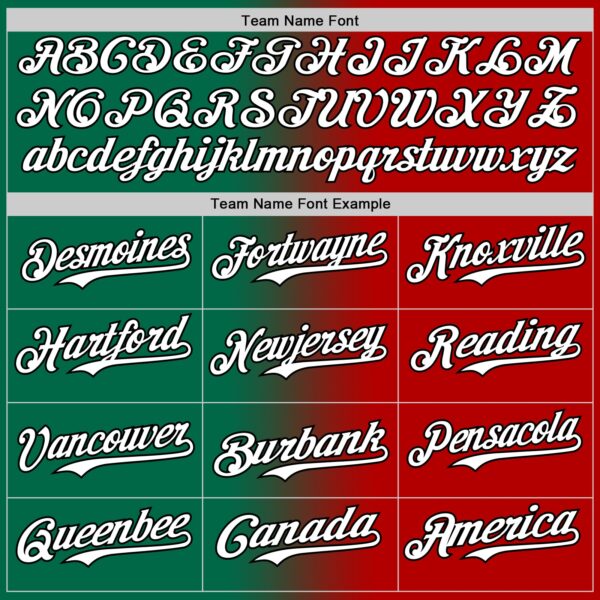 Custom Red White Kelly Green-Black Authentic Gradient Fashion Baseball Jersey