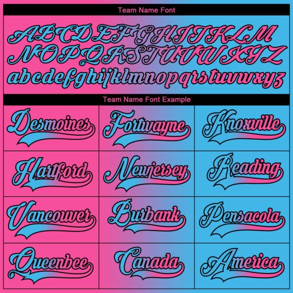 Custom Sky Blue Pink-Black Gradient Fashion Hockey Lace Neck Jersey