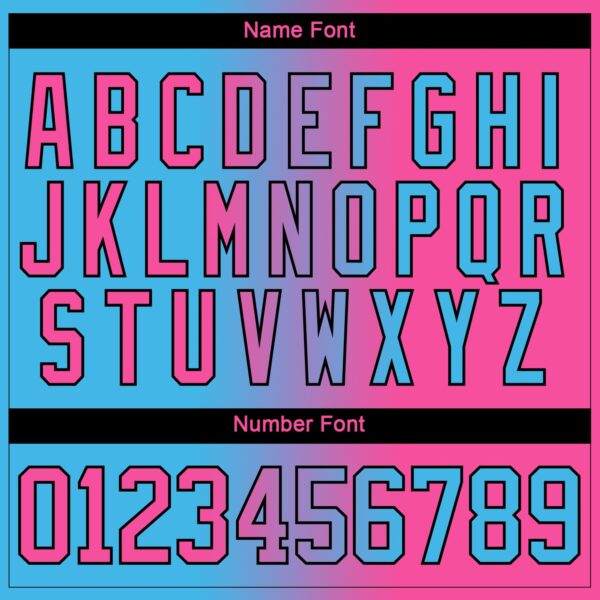 Custom Sky Blue Pink-Black Gradient Fashion Hockey Lace Neck Jersey