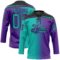 Custom Purple Aqua-Black Gradient Fashion Hockey Lace Neck Jersey