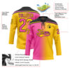 Custom Yellow Pink-Black Gradient Fashion Hockey Lace Neck Jersey