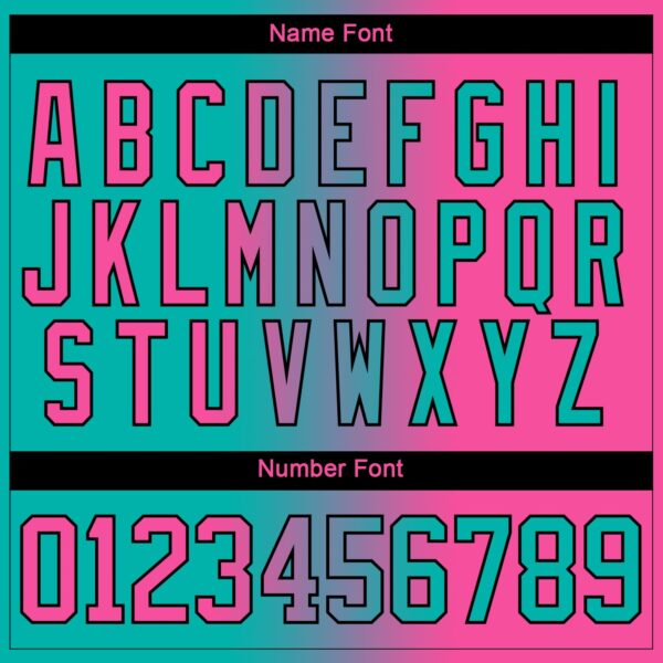 Custom Aqua Pink-Black Gradient Fashion Hockey Lace Neck Jersey