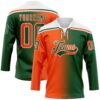 Custom Green Orange-White Gradient Fashion Hockey Lace Neck Jersey