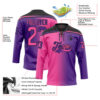 Custom Purple Pink-Black Gradient Fashion Hockey Lace Neck Jersey
