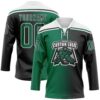 Custom Black Kelly Green-White Gradient Fashion Hockey Lace Neck Jersey