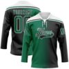Custom Black Kelly Green-White Gradient Fashion Hockey Lace Neck Jersey