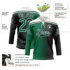 Custom Black Kelly Green-White Gradient Fashion Hockey Lace Neck Jersey