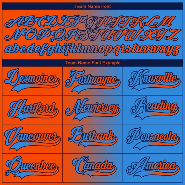 Custom Powder Blue Orange-Navy Gradient Fashion Hockey Lace Neck Jersey