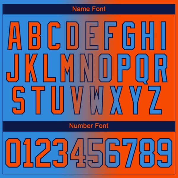 Custom Powder Blue Orange-Navy Gradient Fashion Hockey Lace Neck Jersey