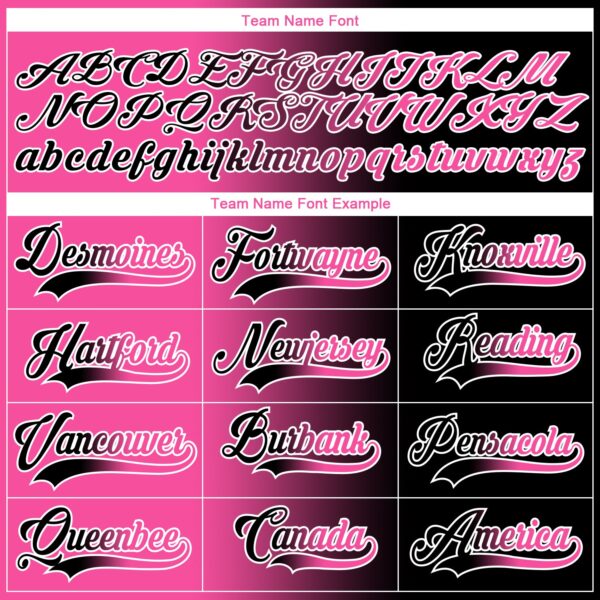 Custom Black Pink-White Gradient Fashion Hockey Lace Neck Jersey