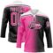 Custom Black Pink-White Gradient Fashion Hockey Lace Neck Jersey