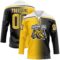 Custom Black Yellow-White Gradient Fashion Hockey Lace Neck Jersey