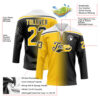 Custom Black Yellow-White Gradient Fashion Hockey Lace Neck Jersey