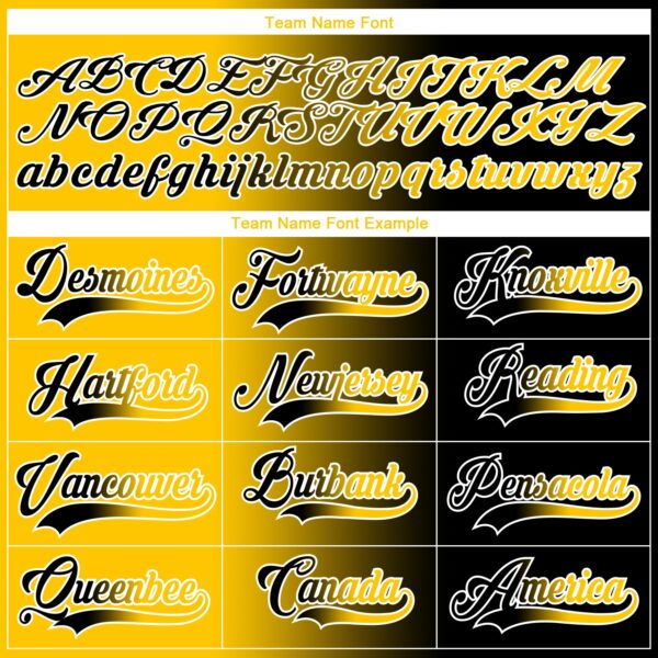 Custom Black Yellow-White Gradient Fashion Hockey Lace Neck Jersey