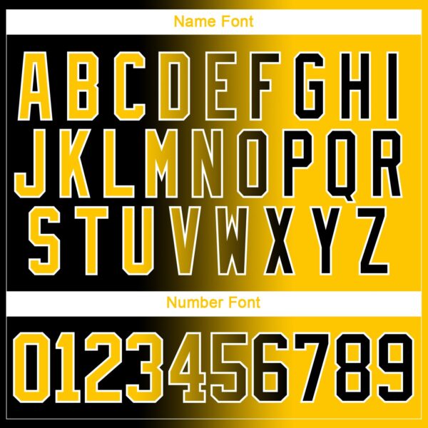 Custom Black Yellow-White Gradient Fashion Hockey Lace Neck Jersey