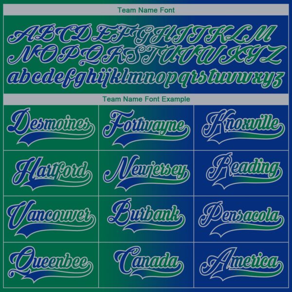 Custom Royal Kelly Green-Gray Gradient Fashion Hockey Lace Neck Jersey