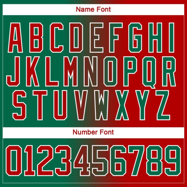 Custom Kelly Green Red-White Gradient Fashion Hockey Lace Neck Jersey