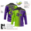 Custom Purple Neon Green-Black Gradient Fashion Hockey Lace Neck Jersey
