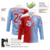 Custom Light Blue Red-White Gradient Fashion Hockey Lace Neck Jersey