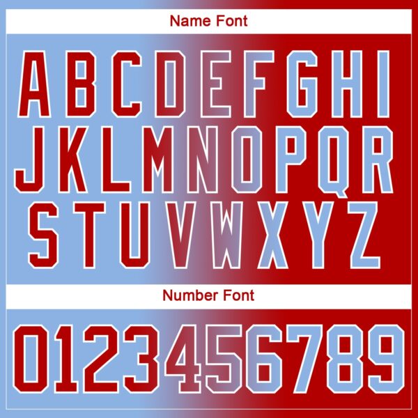 Custom Light Blue Red-White Gradient Fashion Hockey Lace Neck Jersey