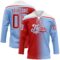 Custom Light Blue Red-White Gradient Fashion Hockey Lace Neck Jersey