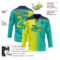 Custom Aqua Neon Yellow-Navy Gradient Fashion Hockey Lace Neck Jersey