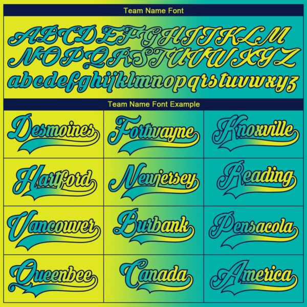 Custom Aqua Neon Yellow-Navy Gradient Fashion Hockey Lace Neck Jersey