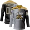 Custom Black Gray-Old Gold Gradient Fashion Hockey Lace Neck Jersey