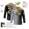 Custom Black Gray-Old Gold Gradient Fashion Hockey Lace Neck Jersey
