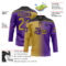 Custom Purple Old Gold-Black Gradient Fashion Hockey Lace Neck Jersey