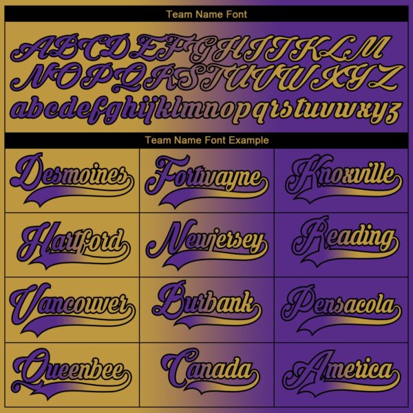 Custom Purple Old Gold-Black Gradient Fashion Hockey Lace Neck Jersey