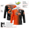 Custom Black Orange-White Gradient Fashion Hockey Lace Neck Jersey
