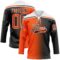 Custom Black Orange-White Gradient Fashion Hockey Lace Neck Jersey