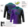 Custom Black Purple-Teal Gradient Fashion Hockey Lace Neck Jersey